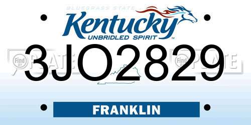 3JO2829 Kentucky License Plate