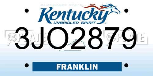 3JO2879 Kentucky License Plate
