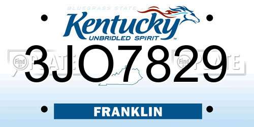 3JO7829 Kentucky License Plate