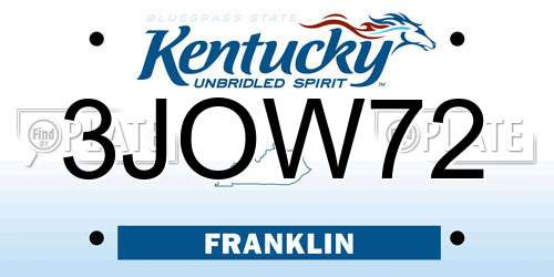 3JOW72 Kentucky License Plate