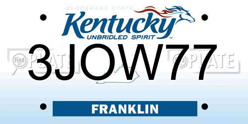 3JOW77 Kentucky License Plate