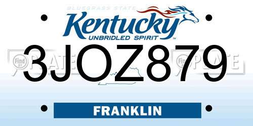 3JOZ879 Kentucky License Plate