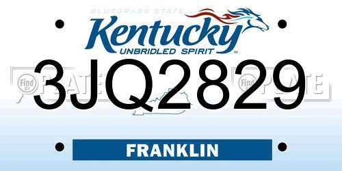 3JQ2829 Kentucky License Plate
