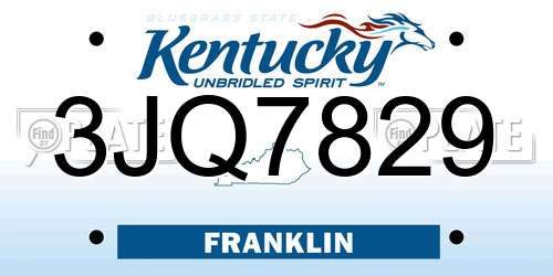 3JQ7829 Kentucky License Plate