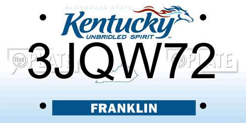 3JQW72 Kentucky License Plate