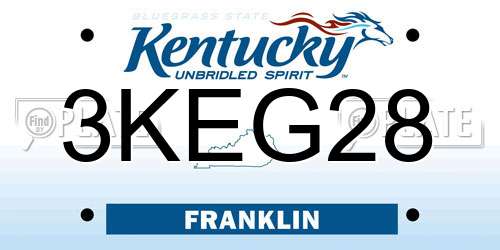 3KEG28 Kentucky License Plate