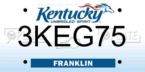 3KEG75 Kentucky License Plate