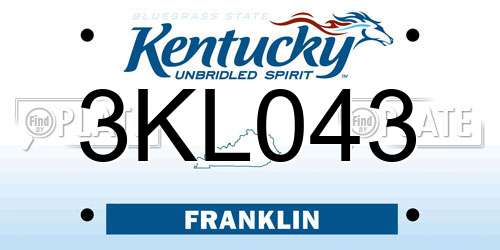 3KL043 Kentucky License Plate