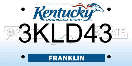 3KLD43 Kentucky License Plate