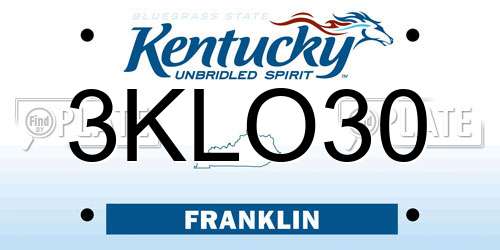 3KLO30 Kentucky License Plate