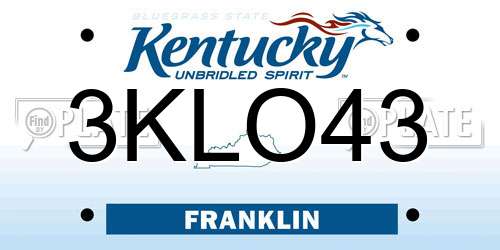 3KLO43 Kentucky License Plate