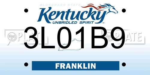 3L01B9 Kentucky License Plate