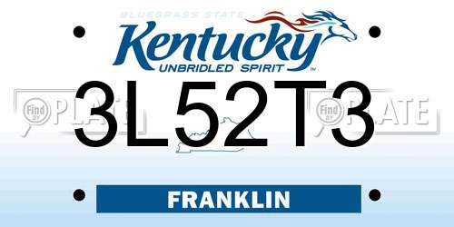 3L52T3 Kentucky License Plate