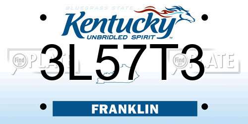 3L57T3 Kentucky License Plate