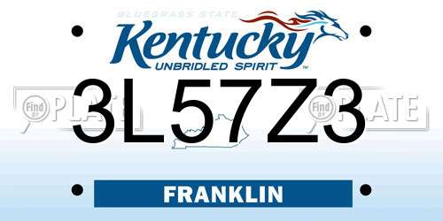 3L57Z3 Kentucky License Plate