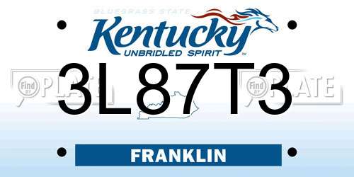 3L87T3 Kentucky License Plate