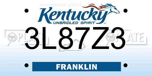 3L87Z3 Kentucky License Plate