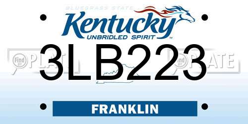 3LB223 Kentucky License Plate