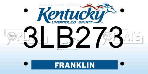 3LB273 Kentucky License Plate