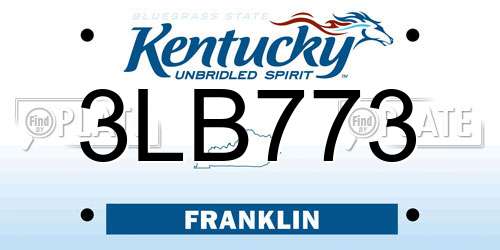 3LB773 Kentucky License Plate