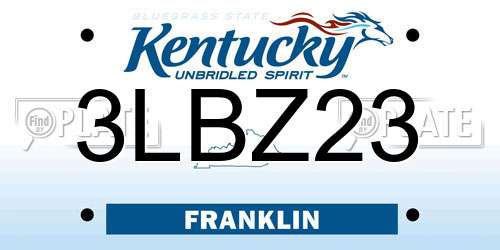 3LBZ23 Kentucky License Plate