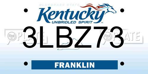 3LBZ73 Kentucky License Plate