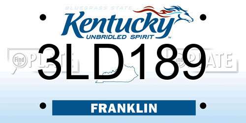 3LD189 Kentucky License Plate
