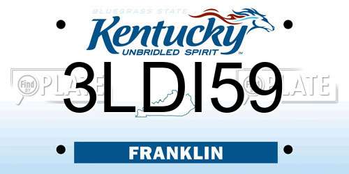 3LDI59 Kentucky License Plate