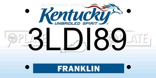 3LDI89 Kentucky License Plate