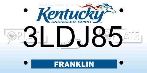 3LDJ85 Kentucky License Plate