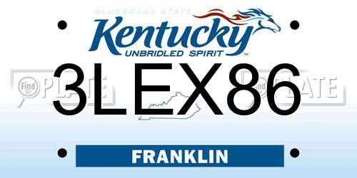 3LEX86 Kentucky License Plate