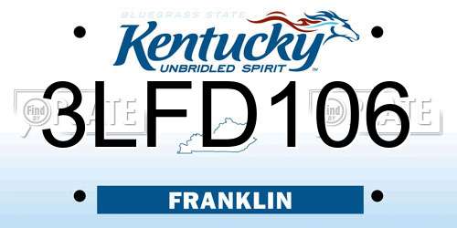 3LFD106 Kentucky License Plate