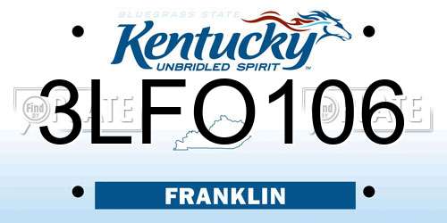 3LFO106 Kentucky License Plate