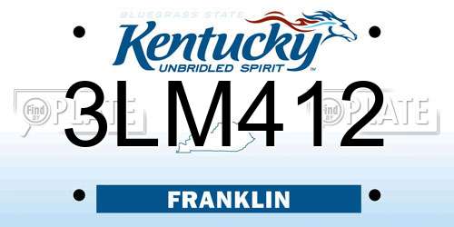 3LM412 Kentucky License Plate