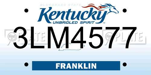 3LM4577 Kentucky License Plate