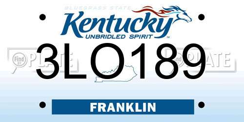 3LO189 Kentucky License Plate