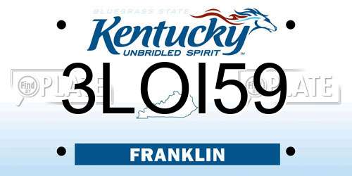 3LOI59 Kentucky License Plate