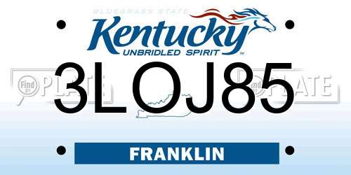 3LOJ85 Kentucky License Plate