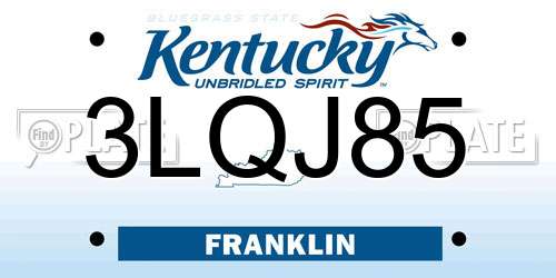 3LQJ85 Kentucky License Plate