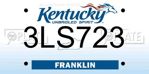 3LS723 Kentucky License Plate