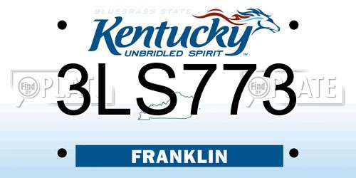 3LS773 Kentucky License Plate