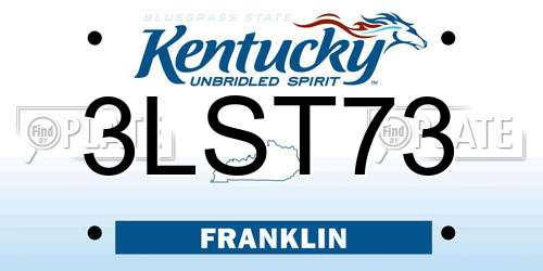 3LST73 Kentucky License Plate