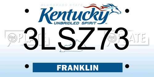 3LSZ73 Kentucky License Plate