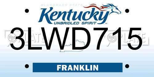 3LWD715 Kentucky License Plate