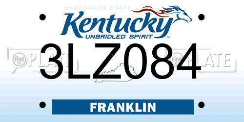 3LZ084 Kentucky License Plate