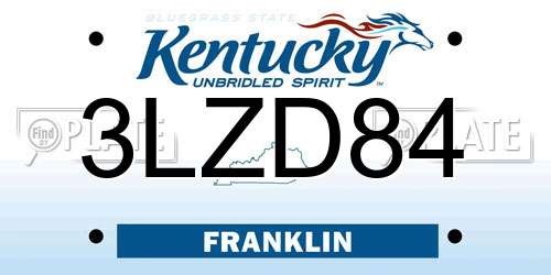 3LZD84 Kentucky License Plate