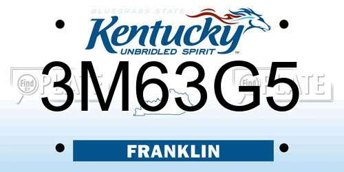 3M63G5 Kentucky License Plate