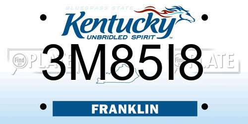 3M85I8 Kentucky License Plate