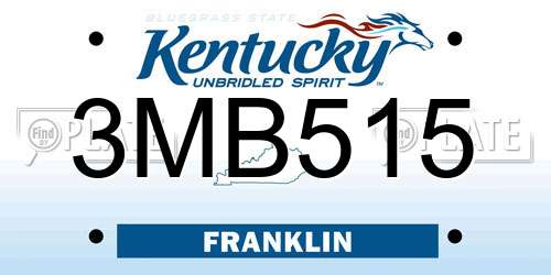 3MB515 Kentucky License Plate