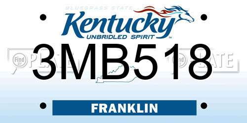3MB518 Kentucky License Plate